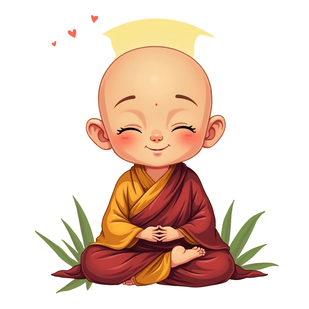 Cute Little Monk Meditating